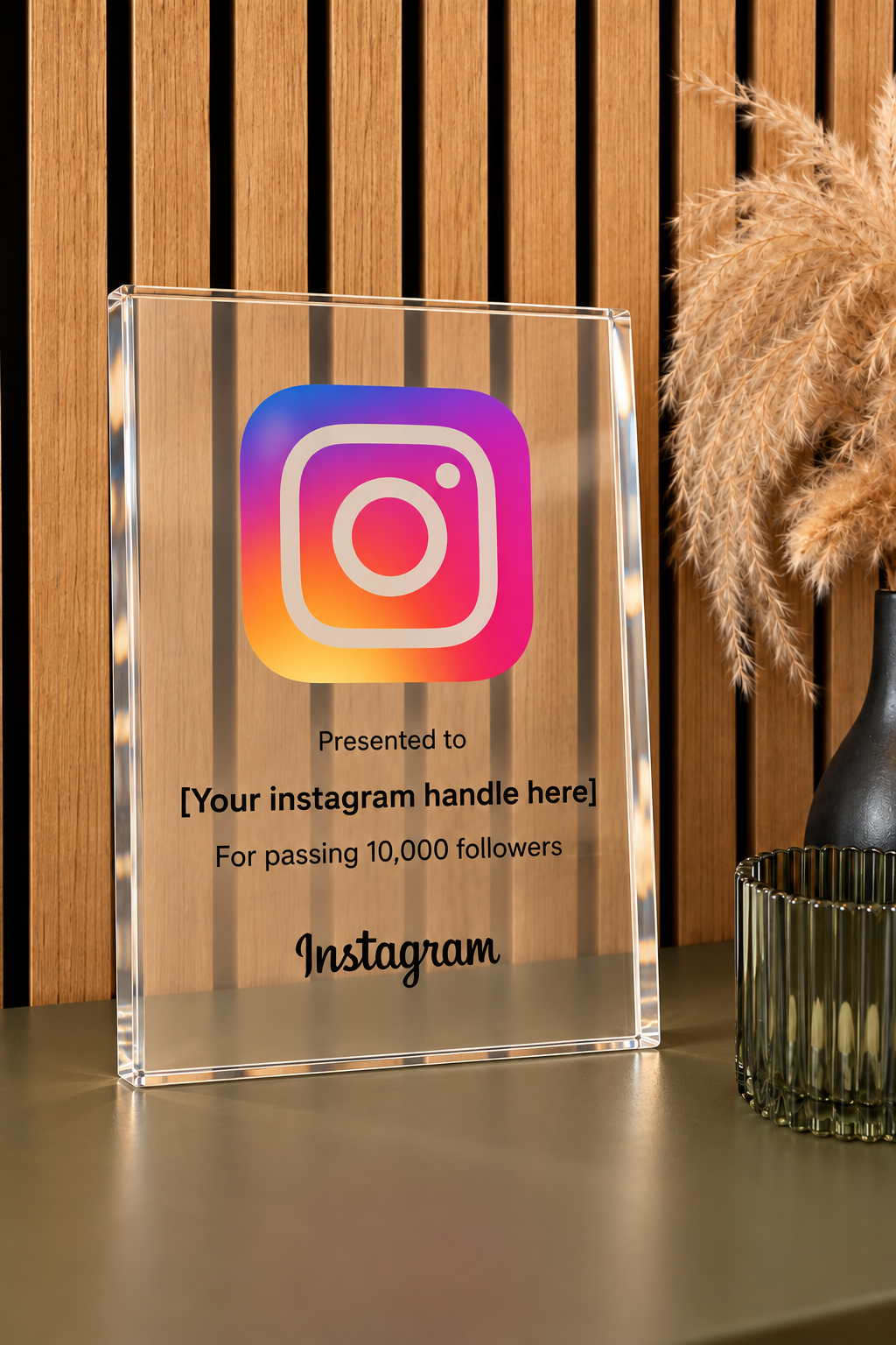 Personalised Instagram Creator Award – Custom Follower Milestone Plaque