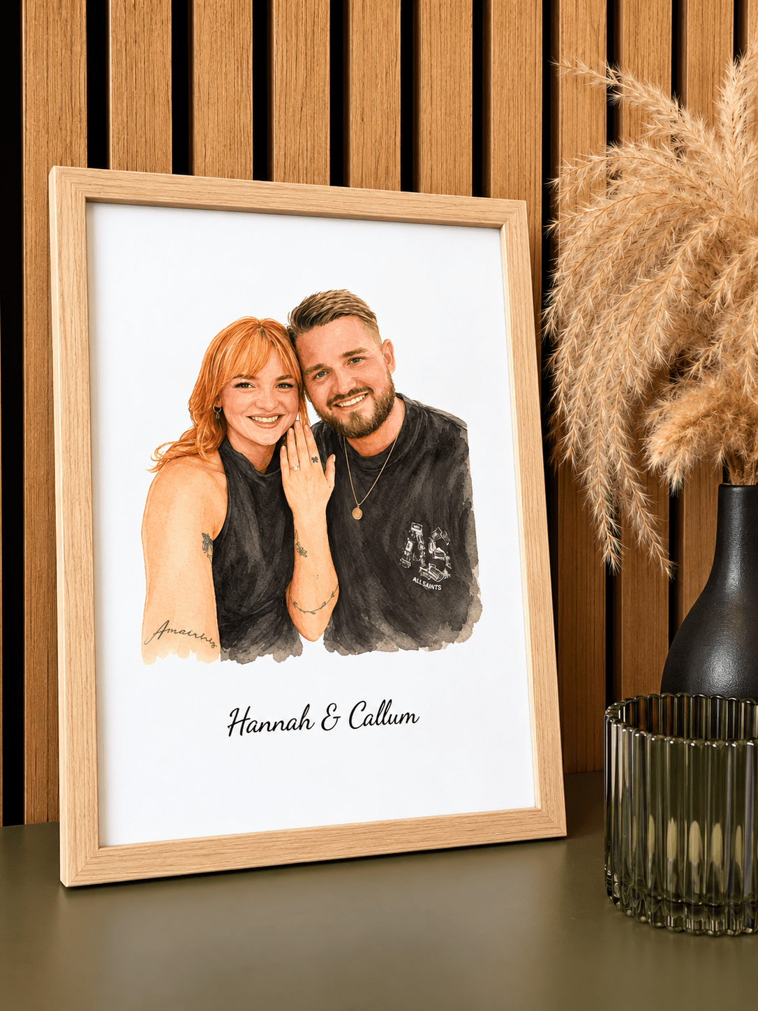 Personalised Watercolour Engagement Photo Frame - Plaque To Reality
