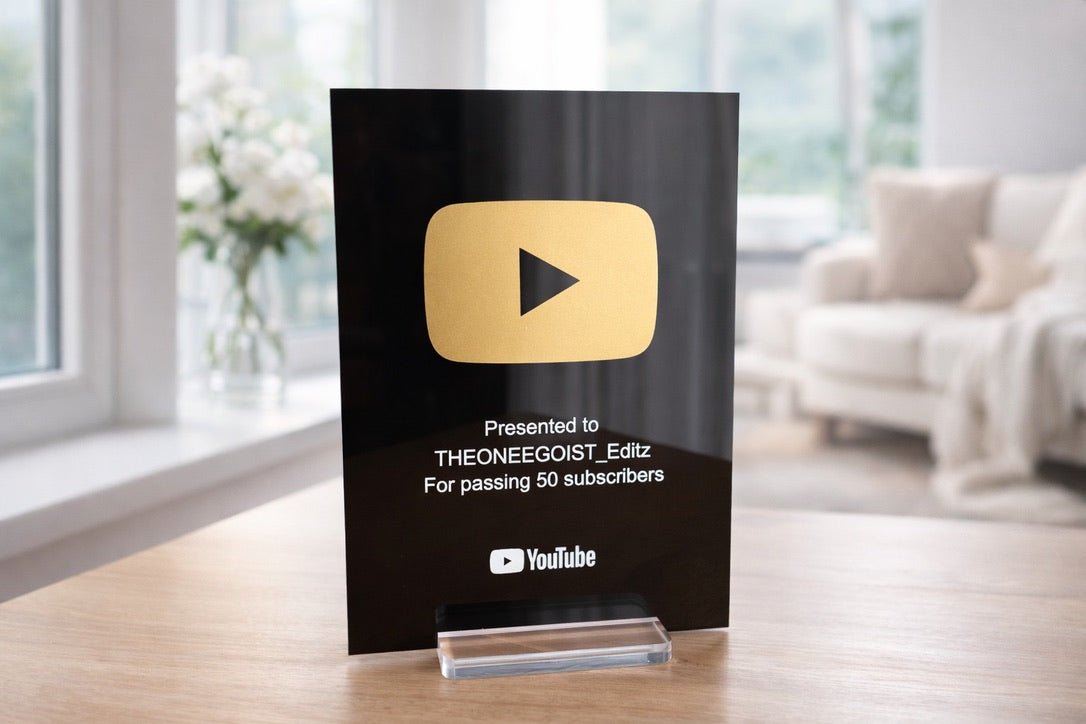 Personalised YouTube Play Button Award – Custom Creator Milestone Plaque - Plaque To Reality