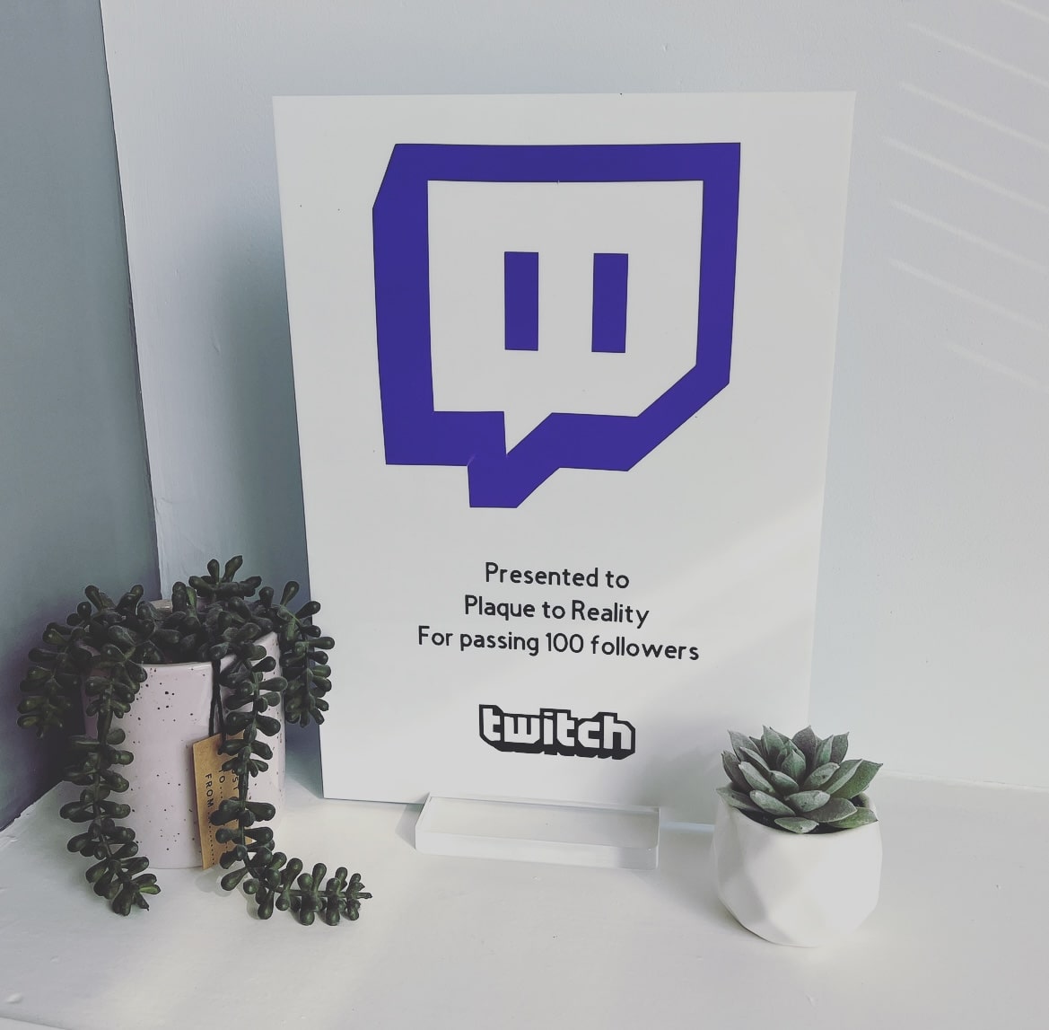 Twitch Streamer Award - Plaque To Reality