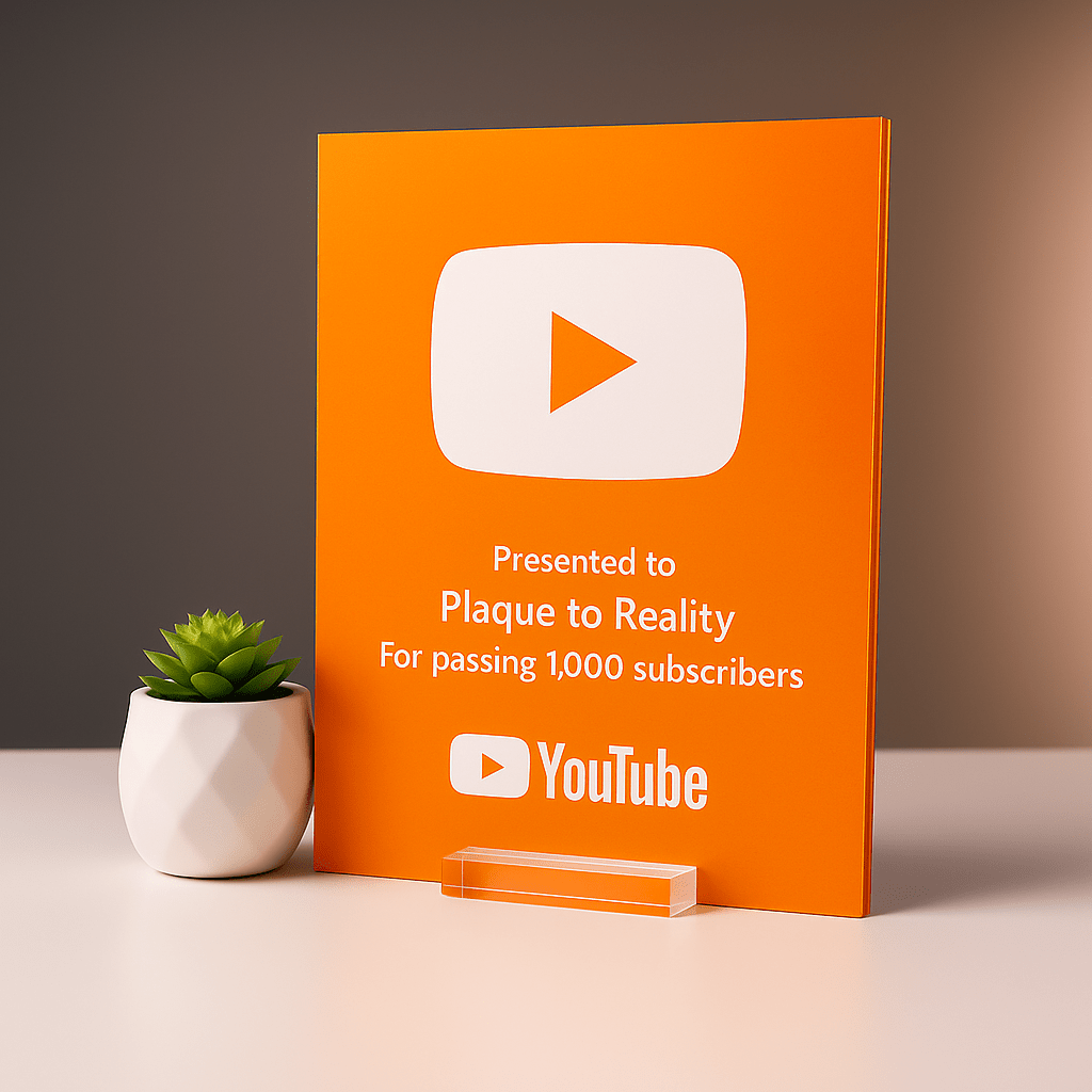 YouTube Play Button Award - Plaque To Reality