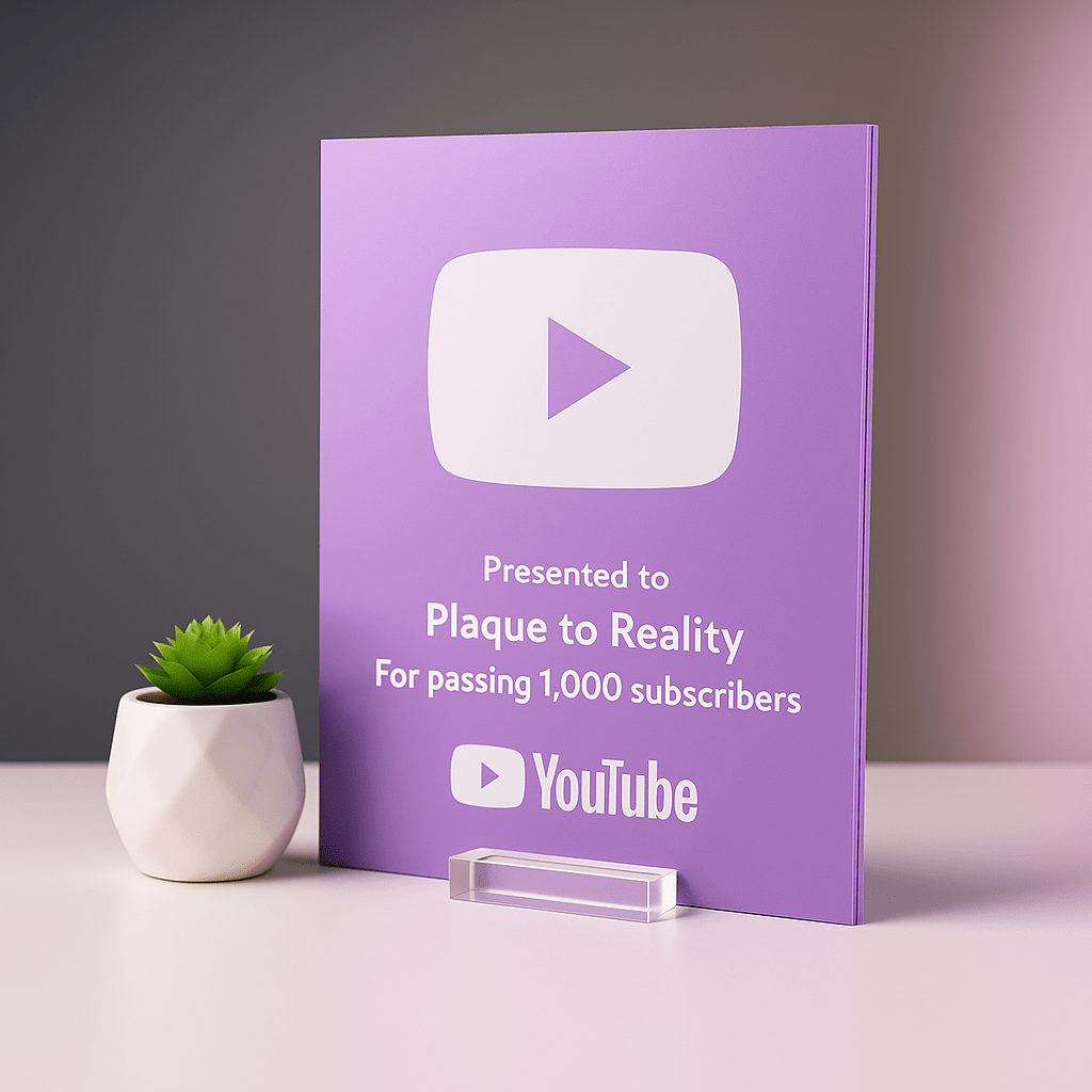 YouTube Play Button Award - Plaque To Reality
