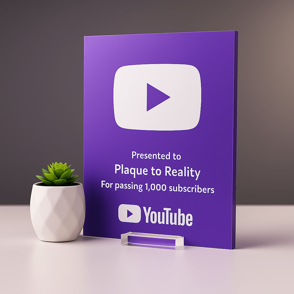 YouTube Play Button Award - Plaque To Reality