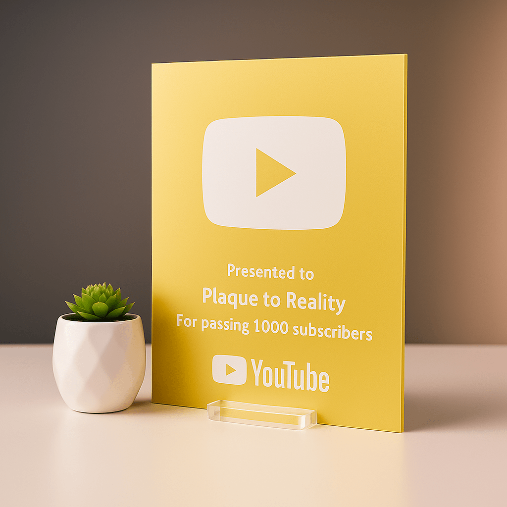 YouTube Play Button Award - Plaque To Reality