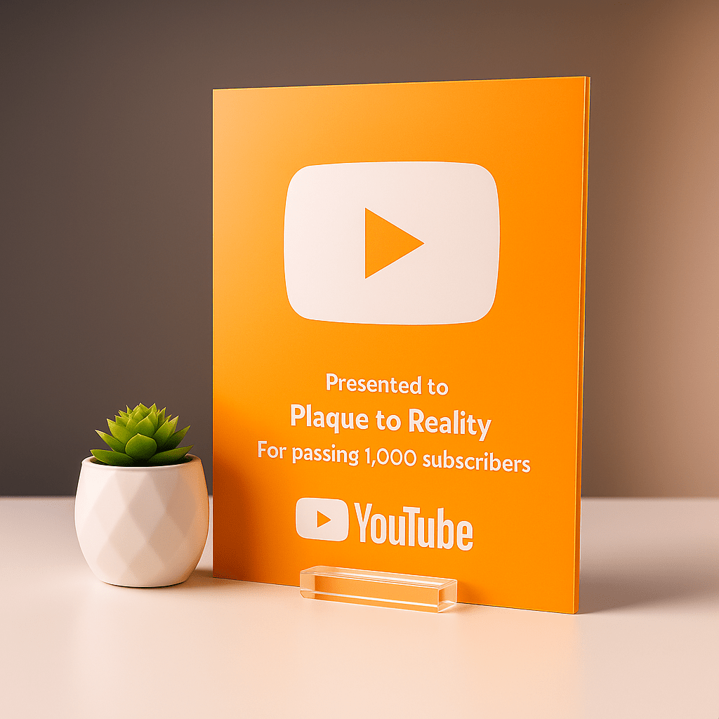 YouTube Play Button Award - Plaque To Reality
