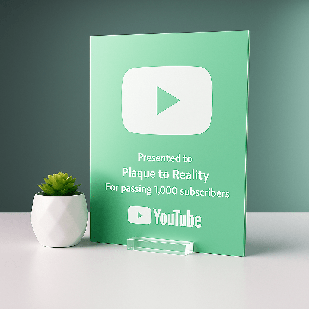 YouTube Play Button Award - Plaque To Reality