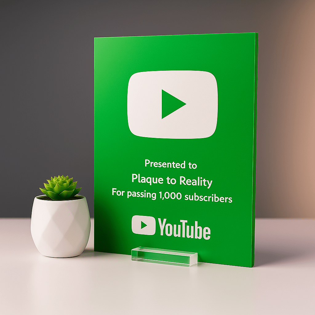 YouTube Play Button Award - Plaque To Reality