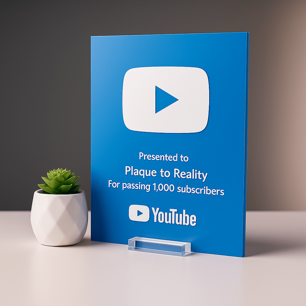YouTube Play Button Award - Plaque To Reality