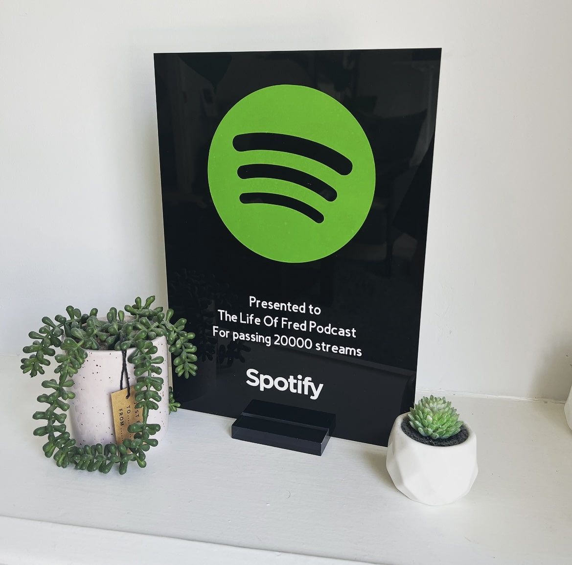 Black Spotify Streaming Award Plaque To Reality
