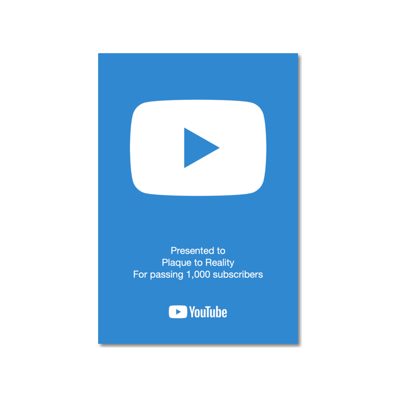 Blue YouTube Play Button Award