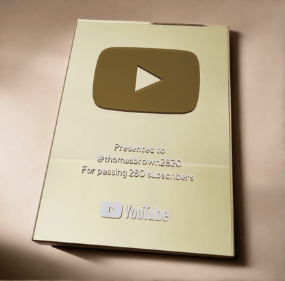Gold YouTube Play Button Award A3