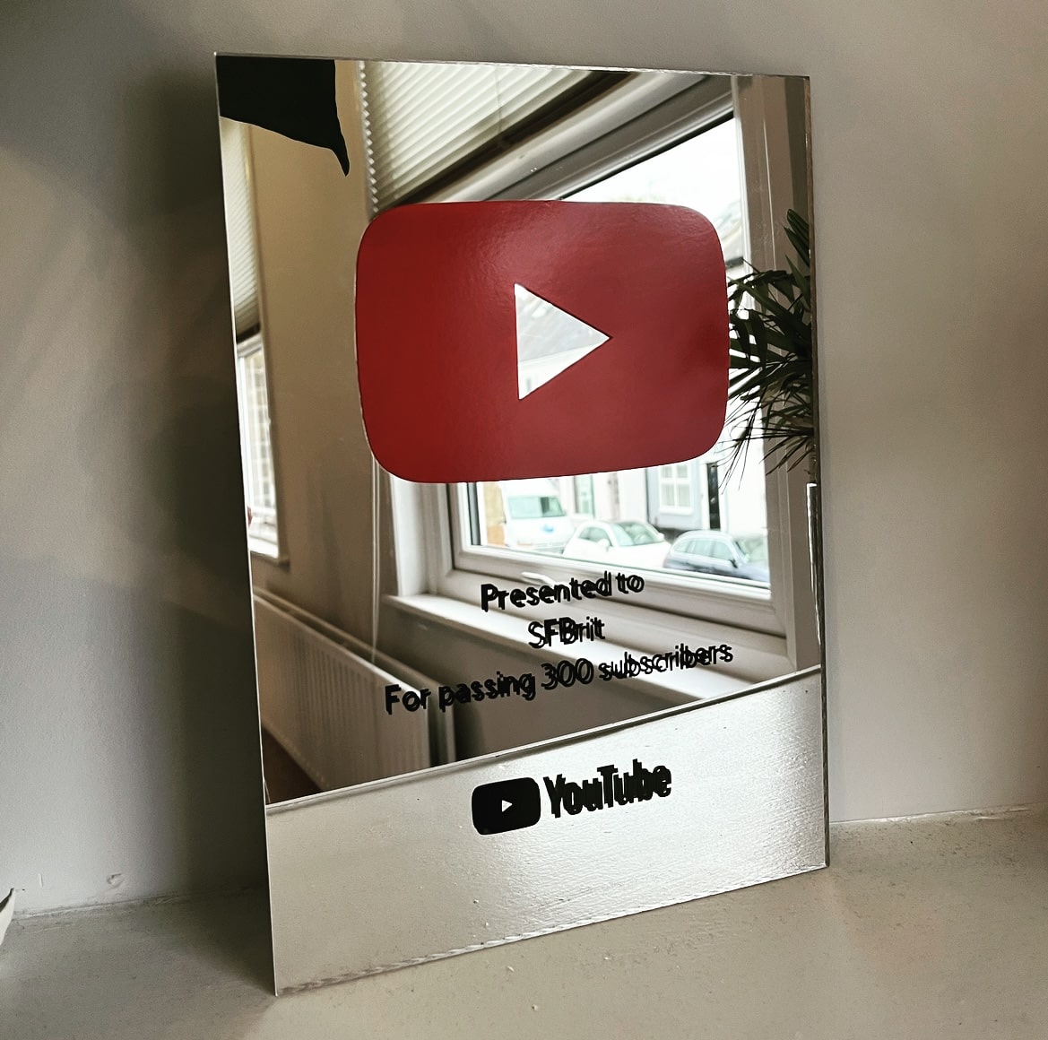 Large YouTube Play Button Award Mirror
