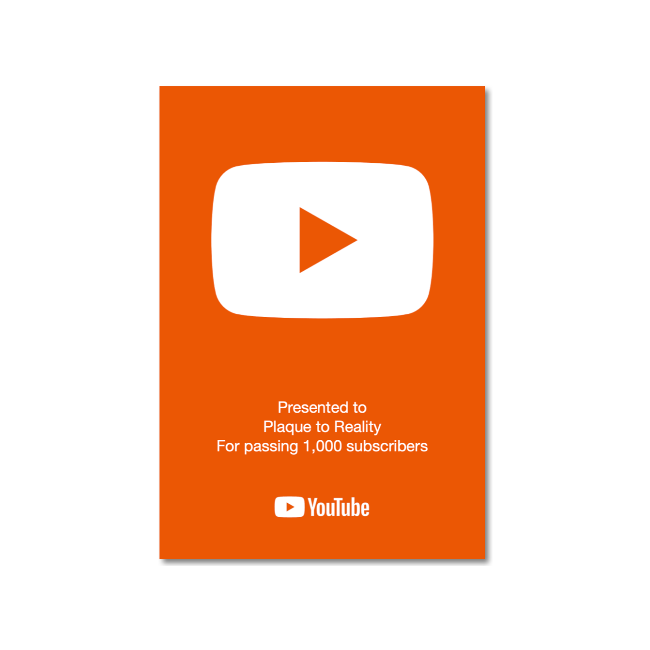 Orange YouTube Play Button Award