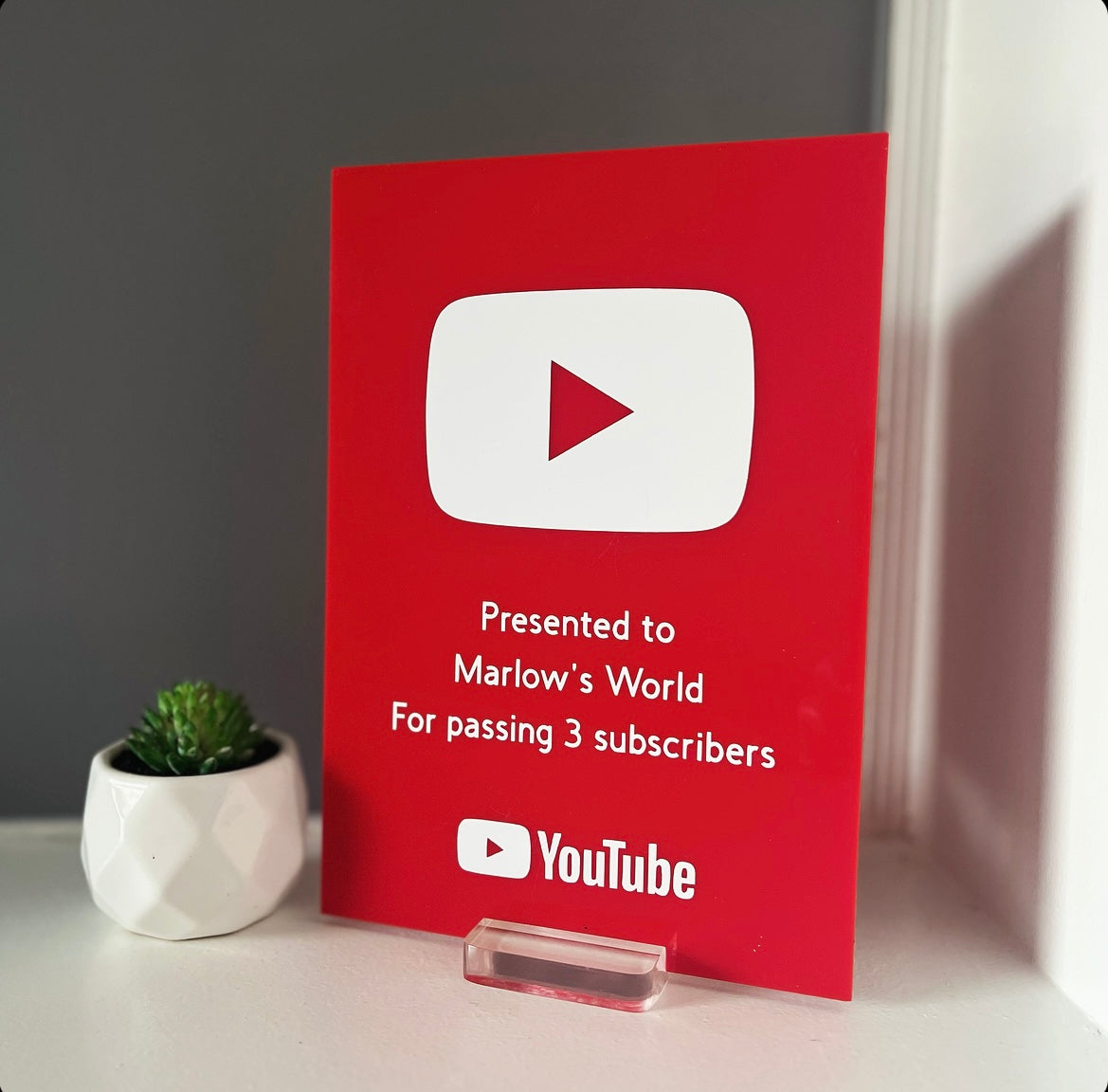 Red YouTube Play Button Award A5