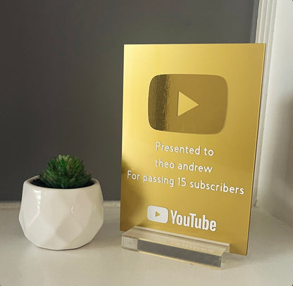 Small Gold YouTube Play Button