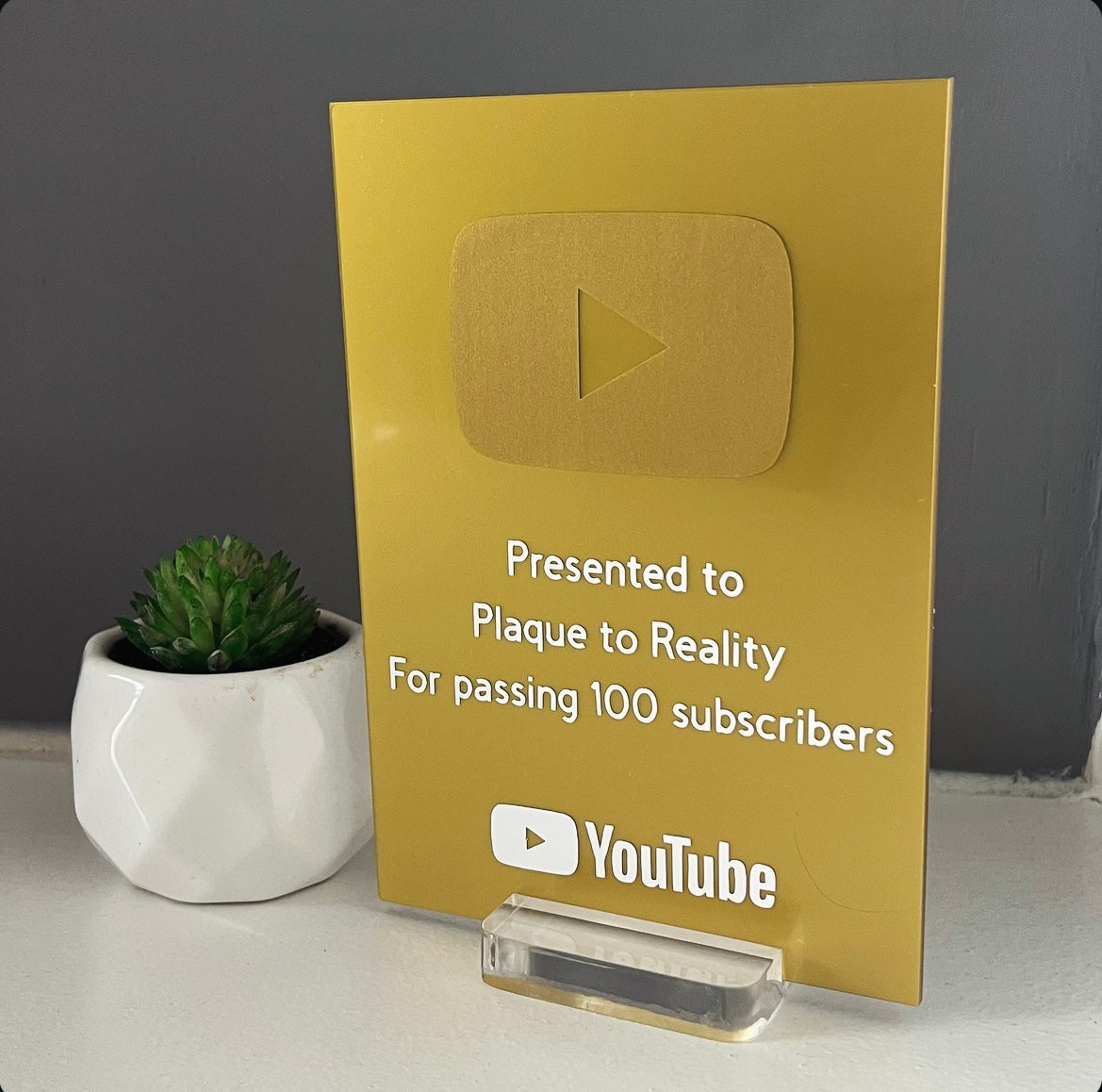 Small Gold YouTube Play Button Award