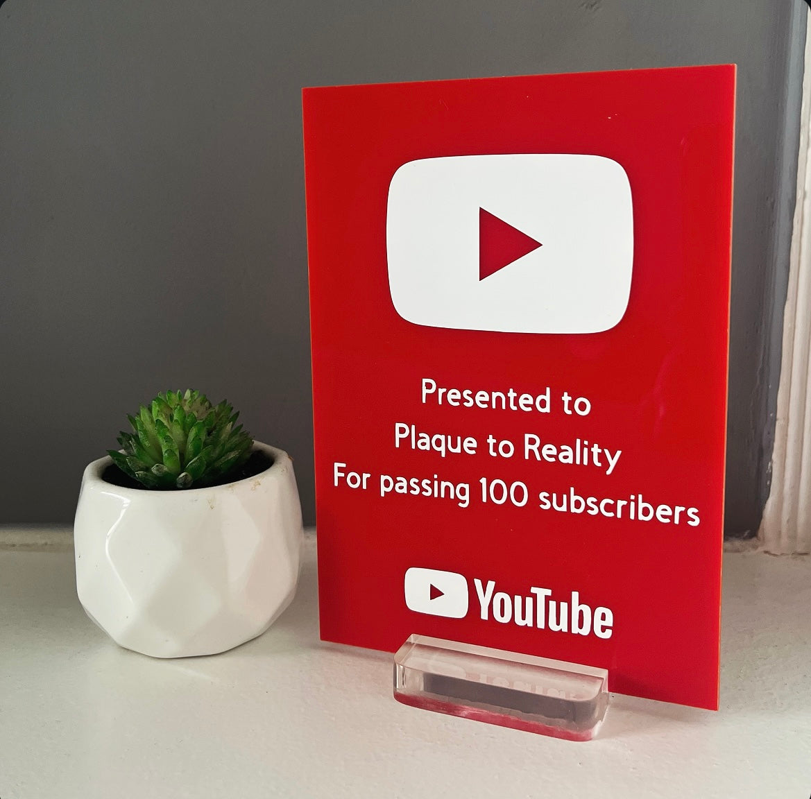 Small Red YouTube Play Button Award