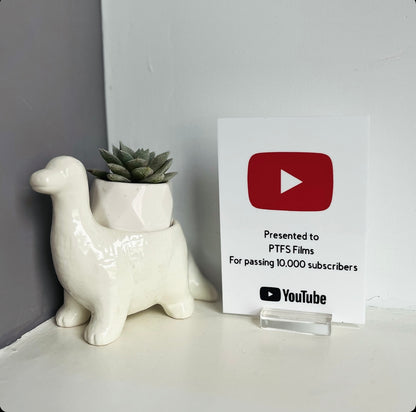 Small White YouTube Play Button Award A6