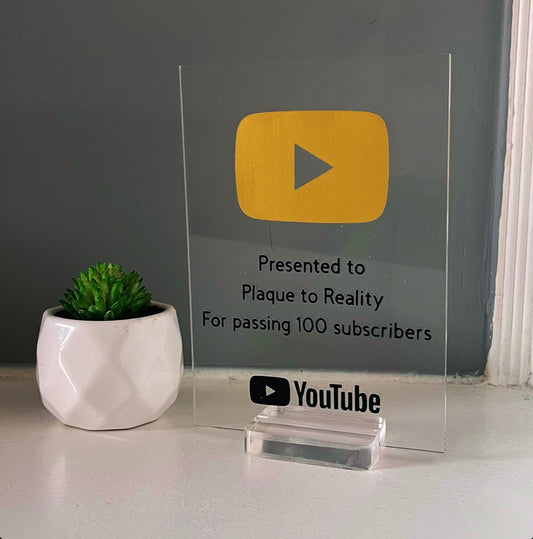 Small YouTube Play Button Award Gold Logo