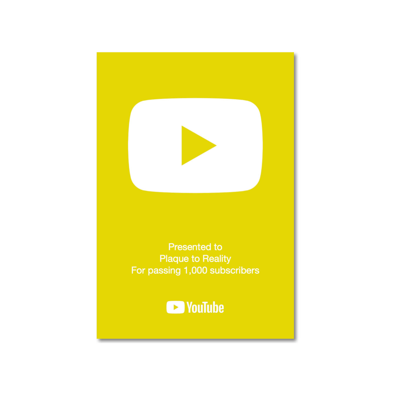 Yellow YouTube Play Button Award