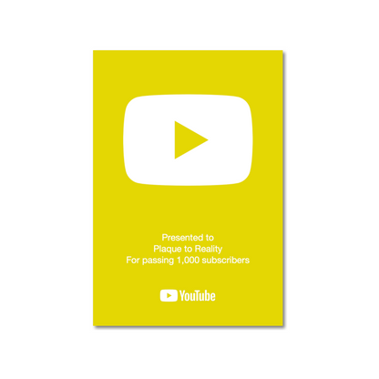 Yellow YouTube Play Button Award