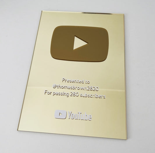 Gold Youtube Play Button Award