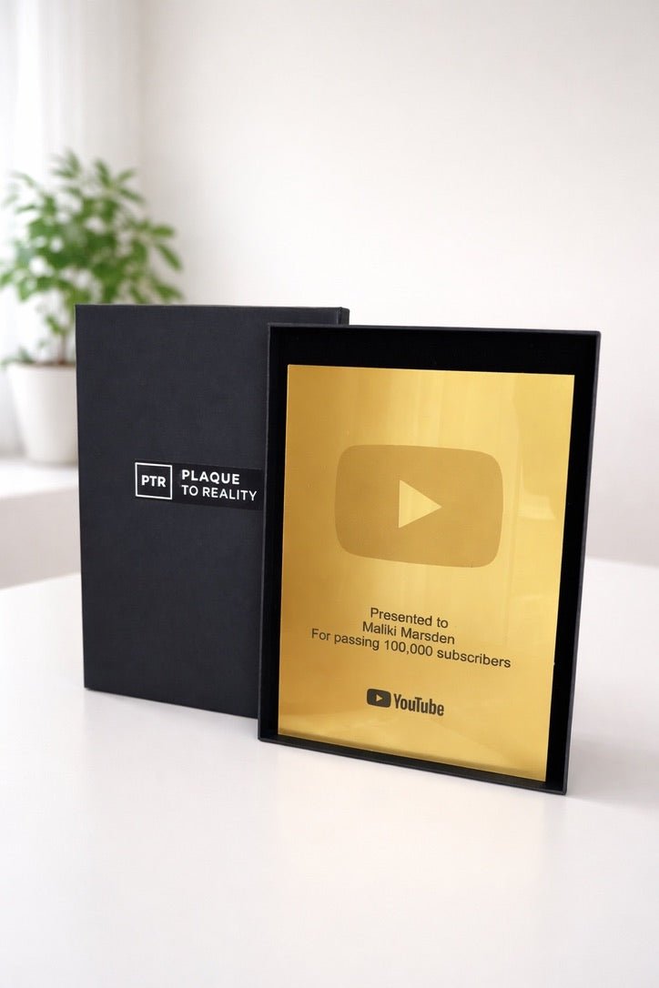 Personalised YouTube Play Button Award – Custom Creator Milestone Plaque - Plaque To Reality