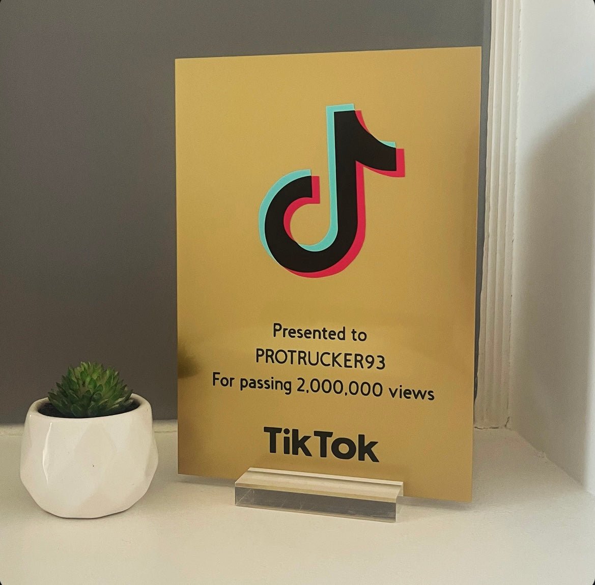 TikTok Award - Plaque To Reality
